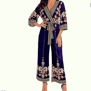 Navy Floral Jumpsuit